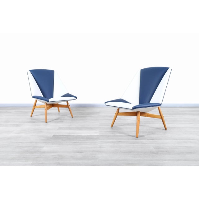 Mid-Century Modern Vintage Leather Lounge Chairs by Allan Gould for Thayer Coggin For Sale - Image 3 of 12