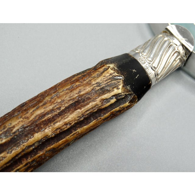 Antique Sterling Silver & Natural Stag Horn Magnifying Glass Hallmarks For Sale - Image 6 of 8