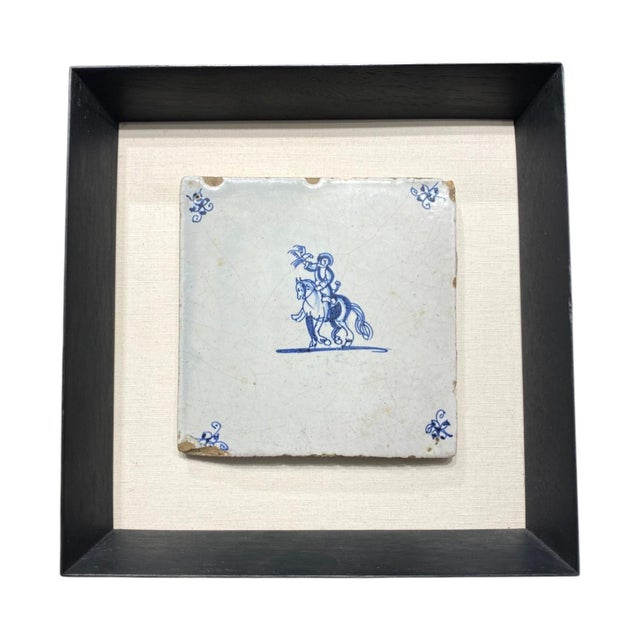 This is a beautiful pair of antique Delft blue and white tiles, each hand-painted in the traditional Dutch style and...