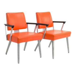 Orange GoodForm Aluminum Armchairs - A Pair For Sale