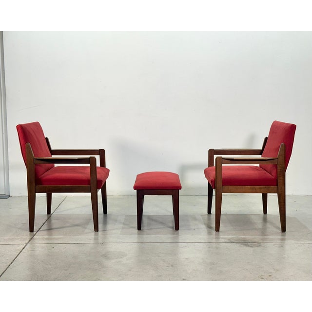 Mid-Century Modern Vintage Teak Chairs and Stool, 1960s, Set of 3 For Sale - Image 3 of 18