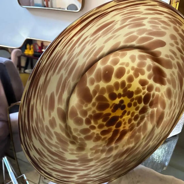 1970s Modern Faux Tortoise Shell Glass Italian Round Centerpiece For Sale - Image 11 of 14
