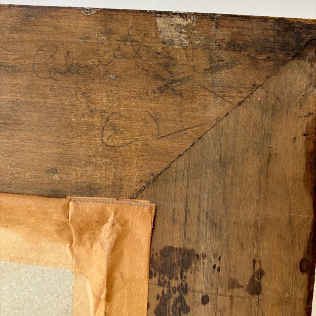 Large Mid Century Copper Glazed Carved Wood Frame Featuring Impressionist Style Painting by Dt Volpe For Sale - Image 9 of 9