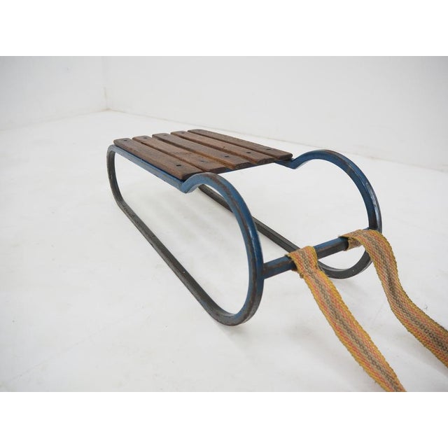 Vintage Children's Sleigh in Steel and Wood, 1920 For Sale - Image 6 of 15