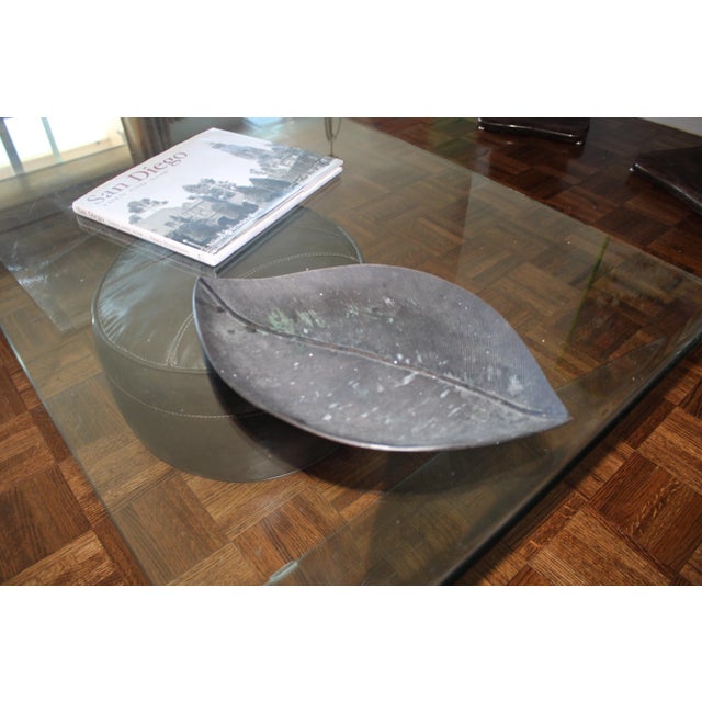 Black Patinad Black Decorative Metal Leaf Tray For Sale - Image 8 of 8