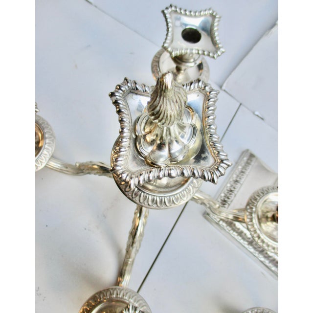Grand-Scale Georgian Silver-Plate Candlabra 29" Tall - A Pair of 2 For Sale - Image 11 of 13