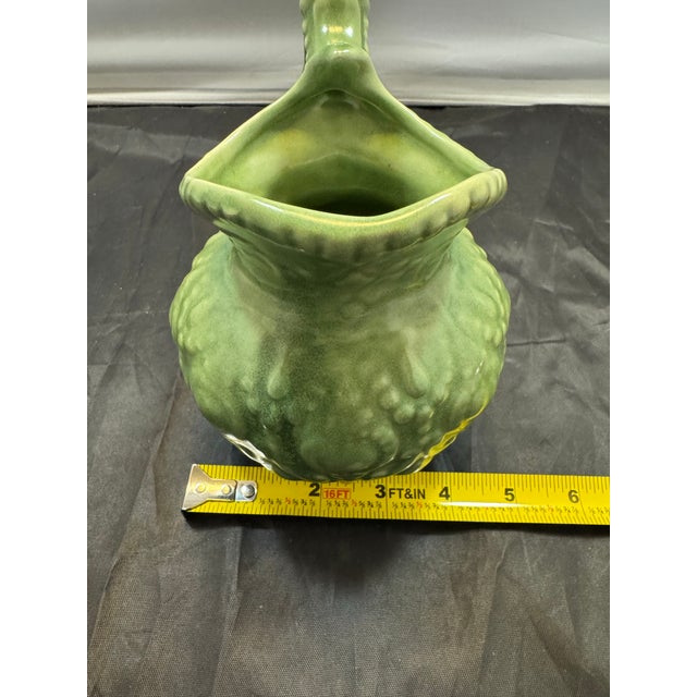 Vintage Mid Century Modern Camark Pottery Sage Green Ornate Pitcher 6" For Sale - Image 10 of 10