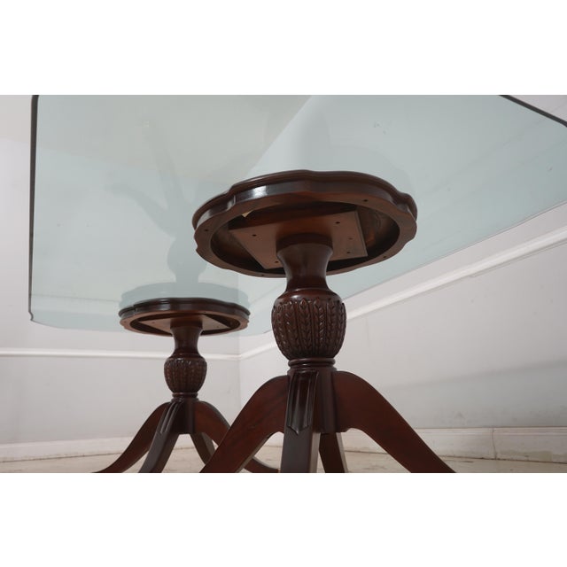 Brown Lexington Duncan Phyfe Mahogany Glass Top Dining Room Table For Sale - Image 8 of 12