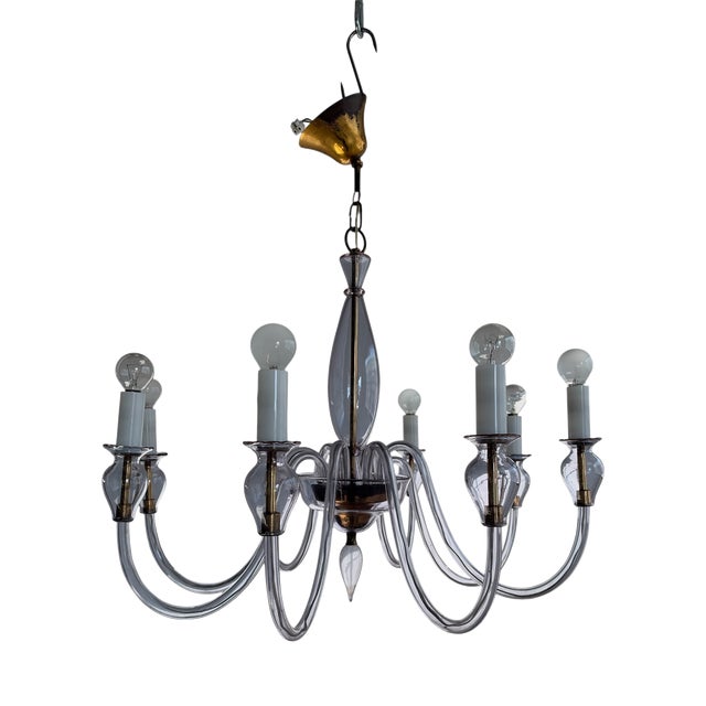 8-Arm Chandelier attributed to Flavio Poli for Seguso, 1960s For Sale
