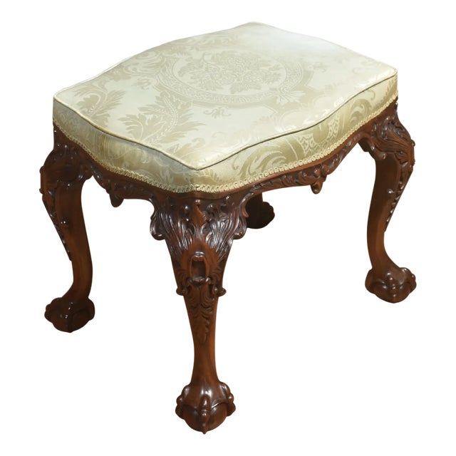 Chippendale Style Mahogany Framed Stool, 1890s For Sale