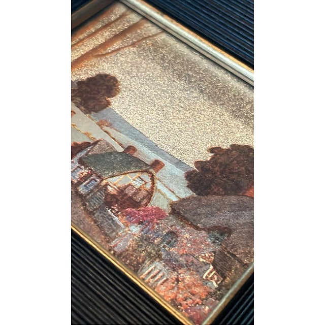 MCM Hollywood Regency Foil Metallic Countryside Cottage Art For Sale - Image 6 of 10