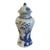 18th Century Chinese Kangxi Porcelain Blue & White Landscape Vase & Cover For Sale