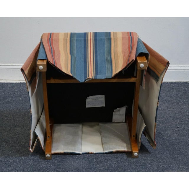 Pennsylvania House Navy Blue, Rust & Beige Stripe Upholstered Skirted Dining Side Chair For Sale - Image 9 of 11