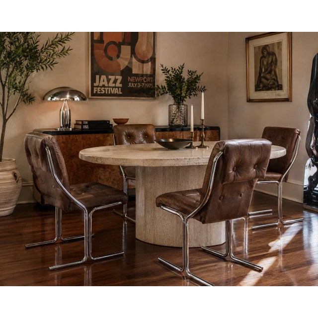 Vintage 1970s Cantilever Chrome Dining Chairs – Milo Baughman Style Studio 54 Vibes Set of 4 Set of four vintage...