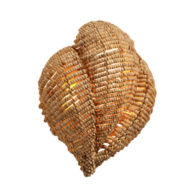 Wood Jamie Young Anguilla Wall Sconce in Natural Wood Beads For Sale - Image 7 of 10