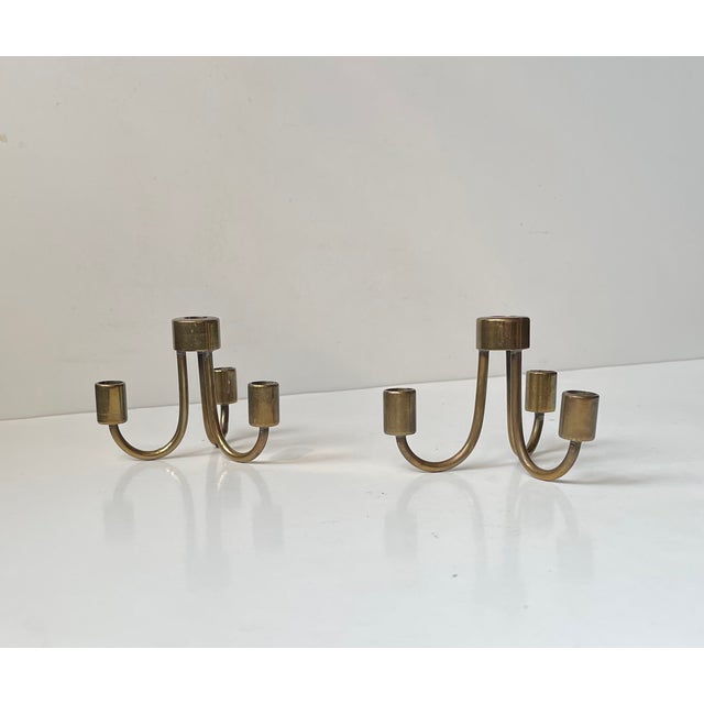 Gold Small Danish Candleholders in Brass, 1960s, Set of 2 For Sale - Image 8 of 8