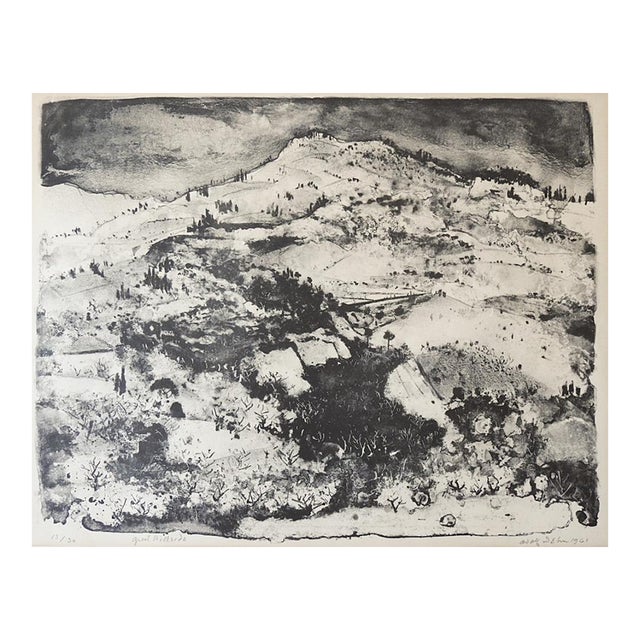 1961 HIllside Landscape Lithograph by Aloph Dehn For Sale