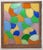 Vintage 1930s stained and textured leaded glass window of unique abstract design. Vivid polychrome glass done in shades of...