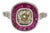 Gia Certified 18k 750 Solid White Gold Natural Diamond and Ruby Engagement Ring, Size 7 For Sale
