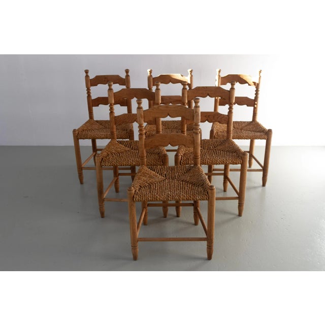Danish Oak and Seagrass Chairs by Hans Dau, Set of 6. 1940s. Set of six Scandinavian Mid-Century Modern dining room chairs...