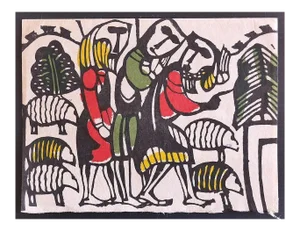 Sadao Watanabe, Shepherds, Woodcut, Late 20th Century