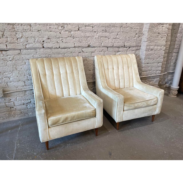 Mid-Century Modern 1960s Vintage Wingback Chairs - A Pair Plus Ottoman For Sale - Image 3 of 11
