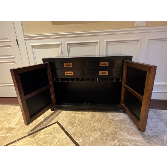 Robert Kuo "Dragon Swirl" Bar Cabinet - Hand Repoussé Copper & Black Lacquer, Attributed For Sale - Image 14 of 17