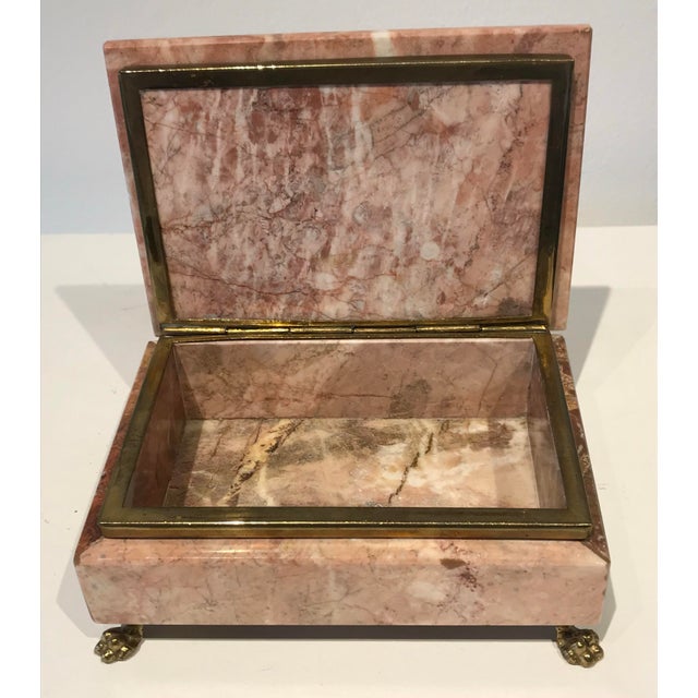 1960s 1960s Pink Marble Lidded Rectangular Jewelry Box For Sale - Image 5 of 8