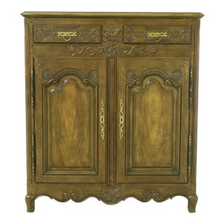 Baker Country French Walnut 2 Door Bar Cabinet For Sale