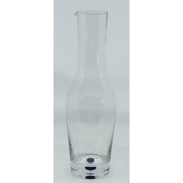 Orrefors Blue Dot Intermezzo Orrefors Crystal Carafe and 8 Drinks Glasses For Sale - Image 4 of 6