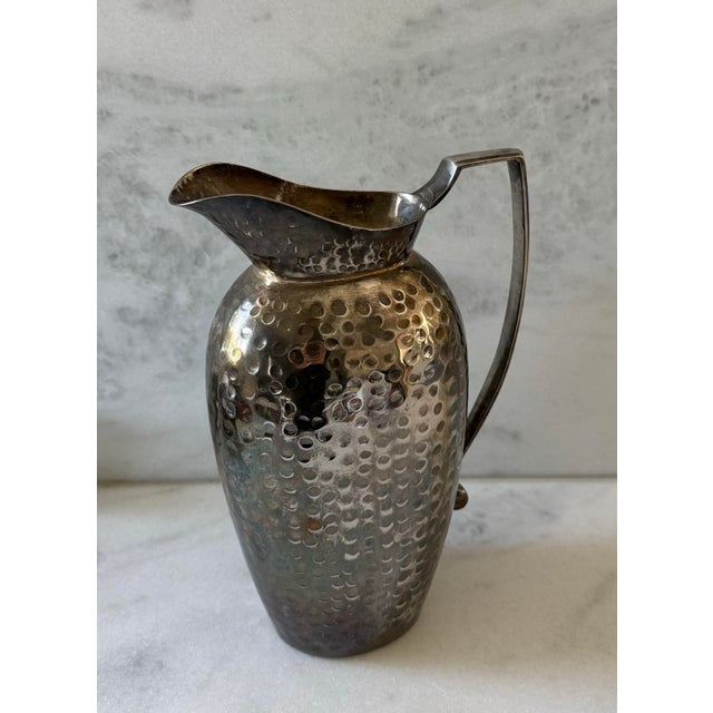 Mid 20th Century Vintage Hammered Metal Water Pitcher For Sale - Image 5 of 10