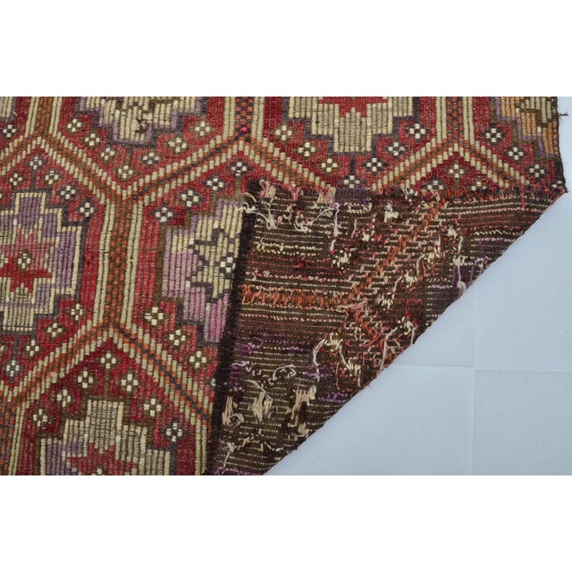 Vintage Handwoven Wool Kilim Carpet For Sale In Phoenix - Image 6 of 10