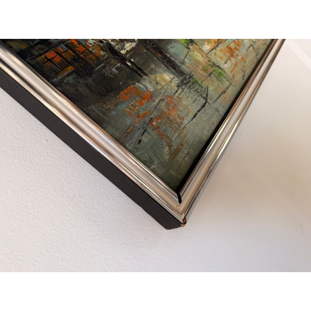 Vintage Burnett Parisian Street Scene Oil on Canvas Painting – Framed For Sale - Image 12 of 13