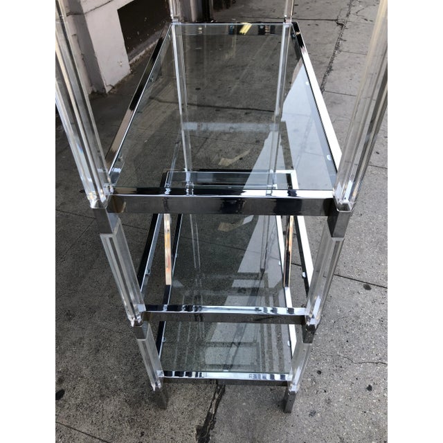 Chrome 1960s Custom Lucite and Chrome Étagère by Charles Hollis Jones For Sale - Image 8 of 13