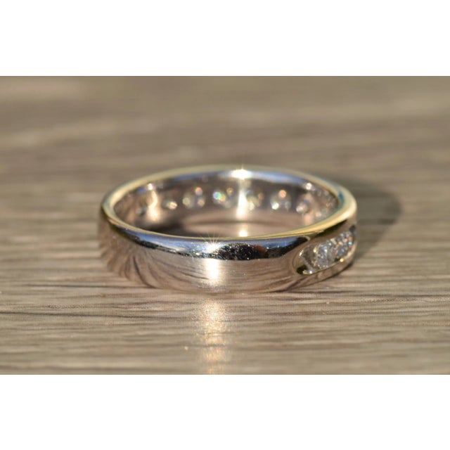 The Myles: Gentleman's 14K Channel Set Diamond Wedding Band For Sale - Image 4 of 8