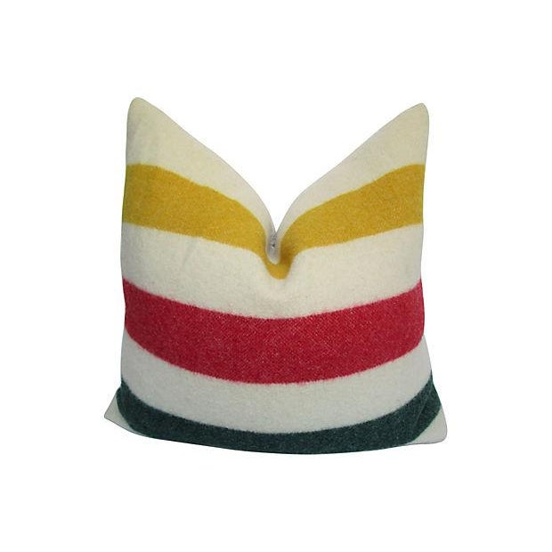Hudson's Bay Stripe Wool Pillow 22" Square/Feather Down Insert Chairish