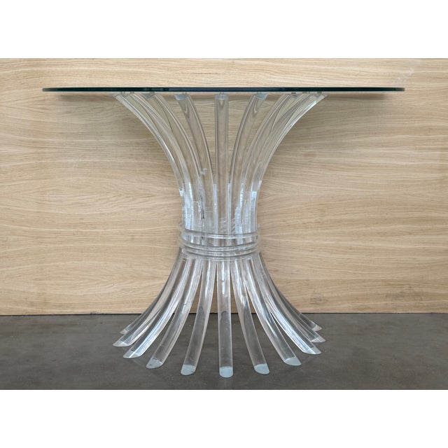 Demilune Console Table with Pedestal Acrylic Glass Base and Clear top Glass