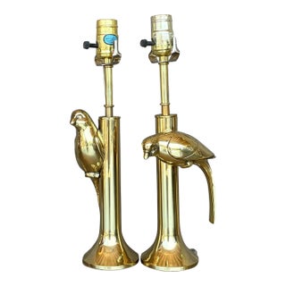 Vintage Regency Heyco Brass Bird Bird Lamps - a Pair For Sale