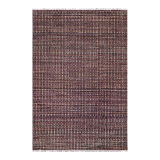 Rustic Black/Rust High Low Wool Rug - 5'0'' X 6'6'' For Sale