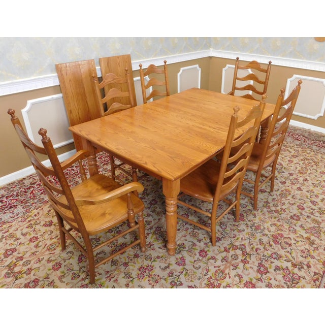 S Bent Bros Solid Oak Dining Set Kitchen Table 6 Ladder Back Chairs 1990s Chairish