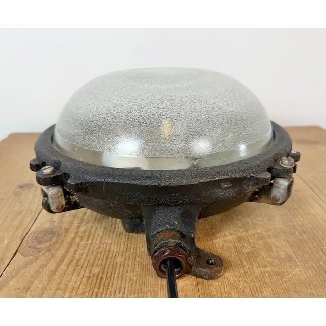 Metal Industrial Black Cast Iron Ceiling Light from Elektrosvit, 1960s For Sale - Image 7 of 15