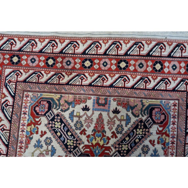1950s 1950s Handmade Vintage Caucasian Zeyhur Rug 4.2' X 7.4' (130cm X 228cm) For Sale - Image 5 of 13