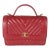 Red Chevron Calfskin Top Handle Flap Bag For Sale