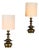 Cast Brass Wall Lights with Linen Shades by Mauritius, 1977, Set of 2 For Sale