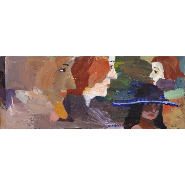 Red 1989 'The Rumour' Vintage Original Expressive Swedish Figurative Oil Painting, Framed For Sale - Image 8 of 15