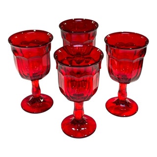 Vintage Viking Arlington Ruby Red Water Goblets - Set of 4 For Sale