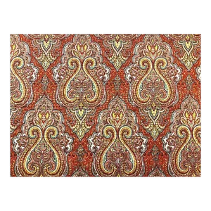 Mill Creek Naehring Cayenne Rusty Red Aqua Teal Yellow Green Cotton Paisley Damask Upholstery Drapery Fabric