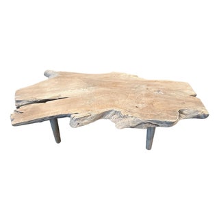 Andrianna Shamaris St. Barts Teak Wood Single Slab Coffee Table For Sale