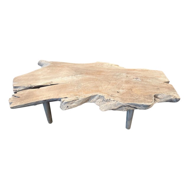 Andrianna Shamaris St. Barts Teak Wood Single Slab Coffee Table For Sale