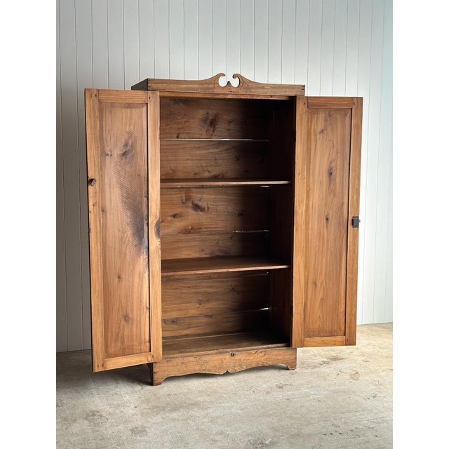 Antique Pine Cupboard Cabinet With Carved Crest For Sale - Image 12 of 18